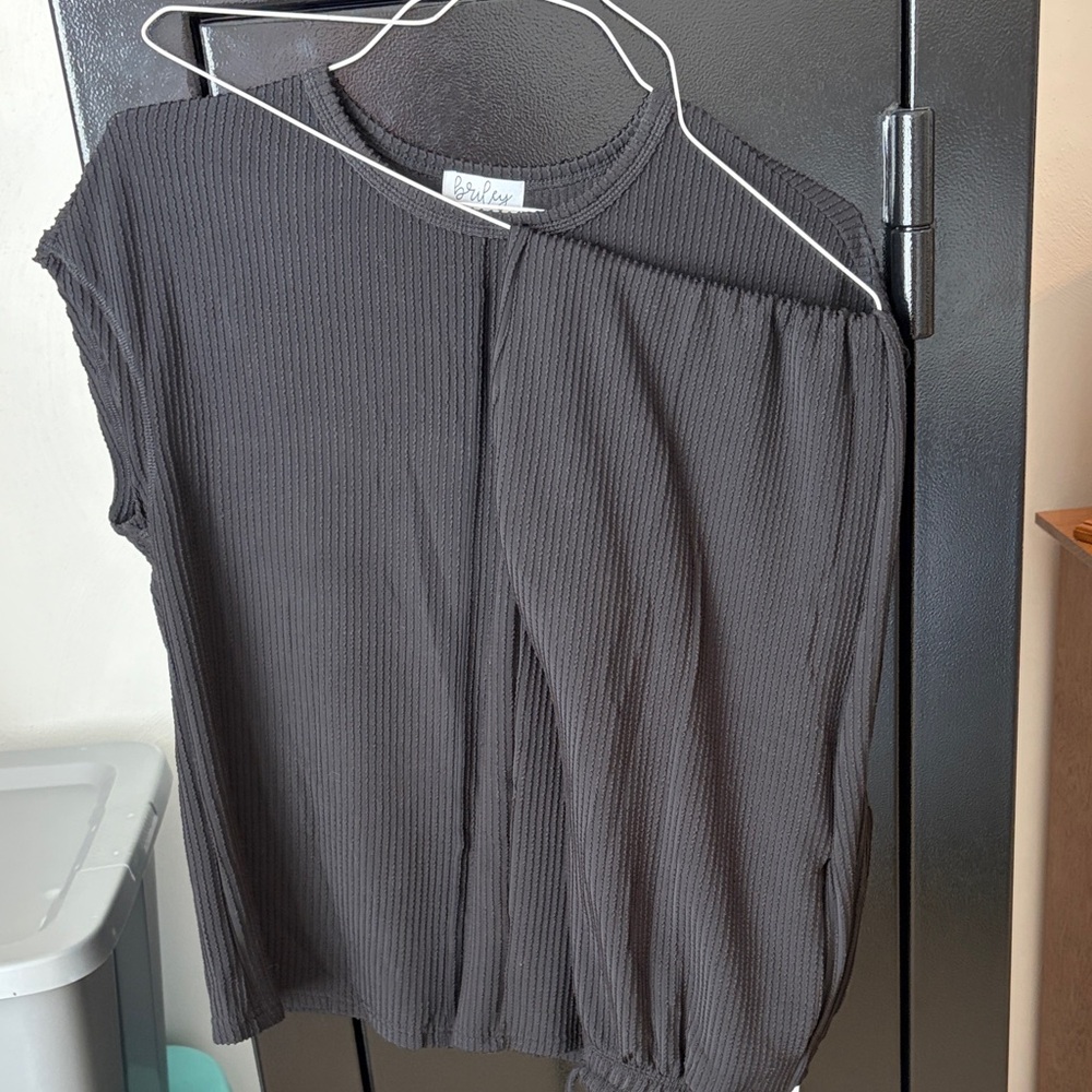 Briley Black Ribbed top and pant set